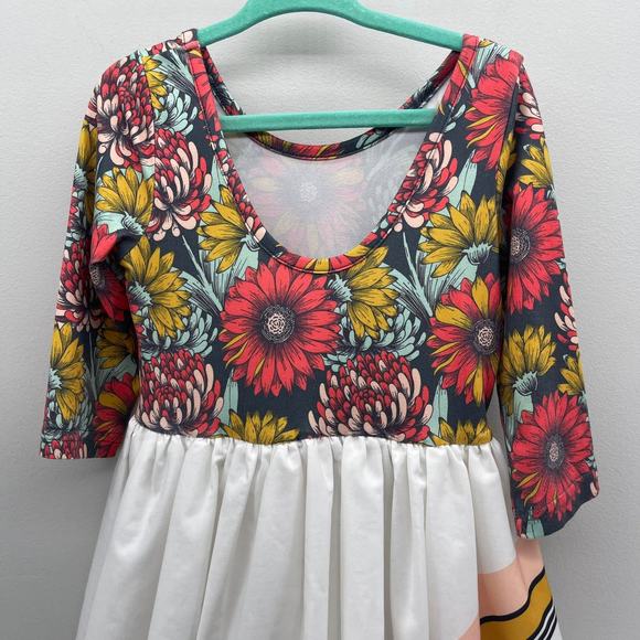 Oopsie Daisy Toddler Girls 3 Multicolor Red Gray Yellow Floral High-Low Dress - Picture 4 of 8